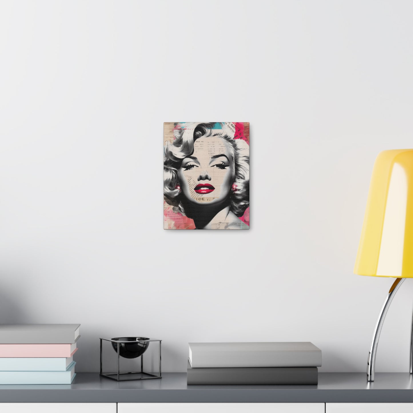 Canvas Wall Art, Gallery Wrapped Pop Art, Celebrity Wall Art – Marilyn Monroe - Newsprint