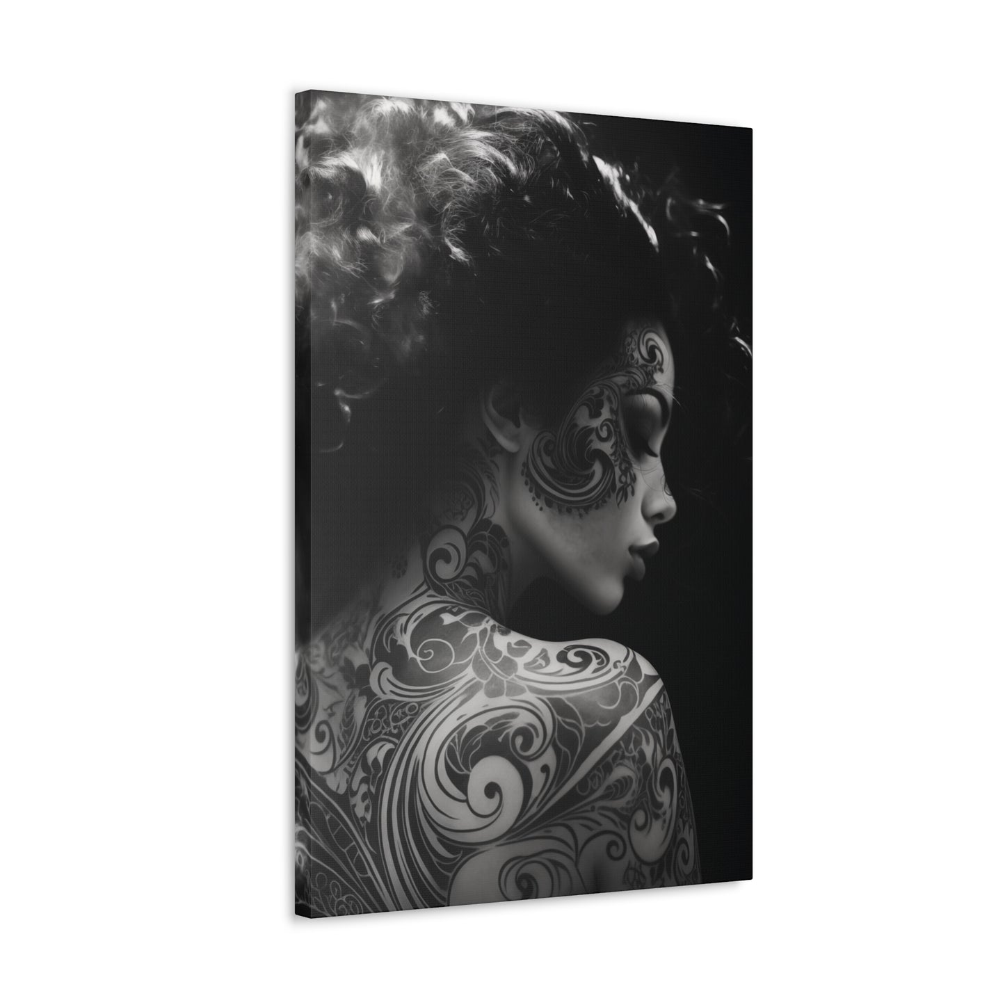 Canvas Gallery Wrap - Black and White Photography - Tattooed and Smoking Again