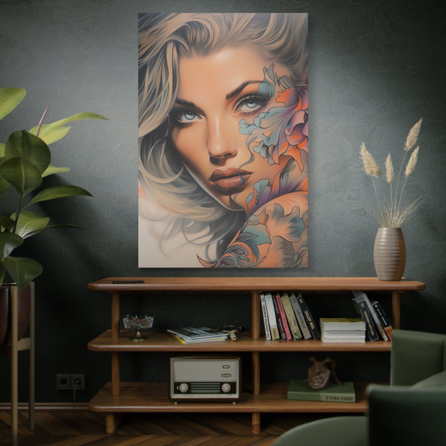Gallery Wrapped Canvas, Edgy Tattooed Beauty, Urban Pop Art Canvas – Bella