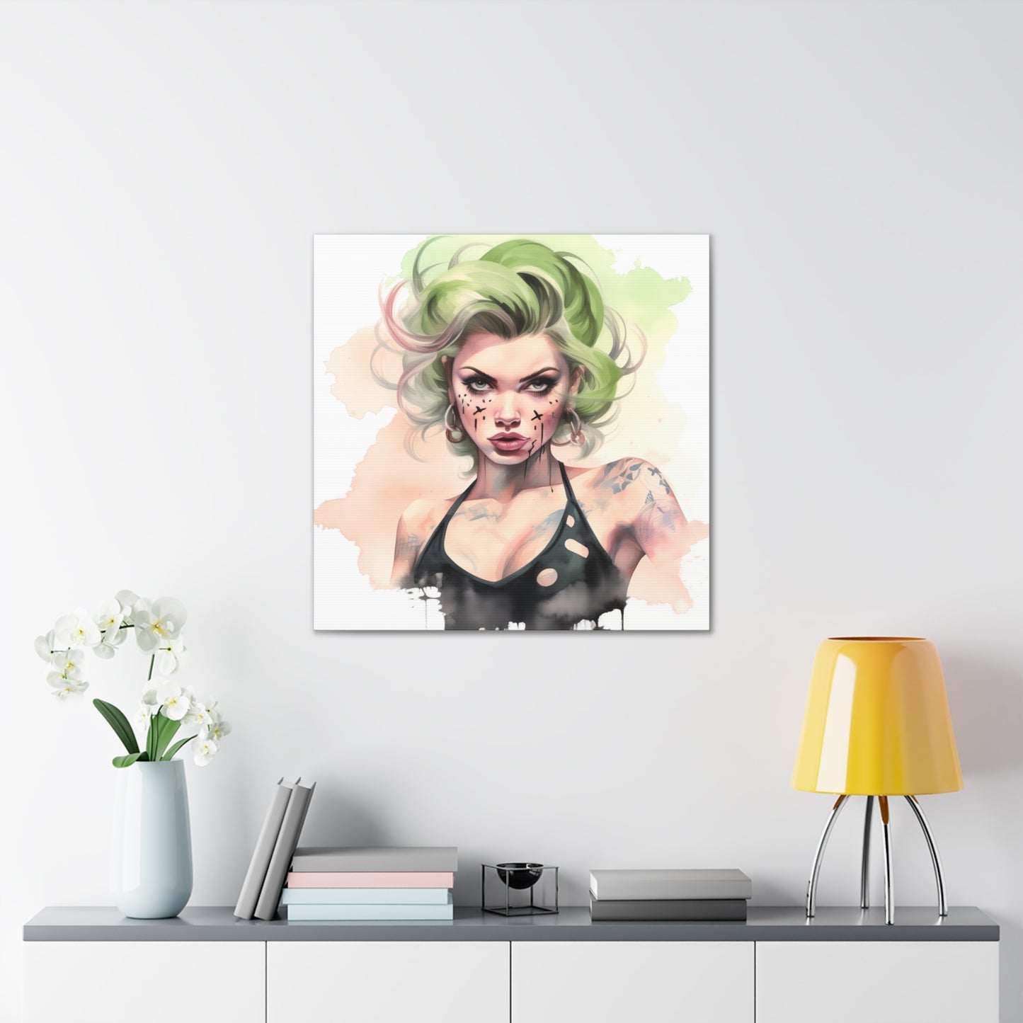 Gallery Wrapped Canvas, Edgy Tattooed Beauty, Urban Pop Art Canvas – Ivy
