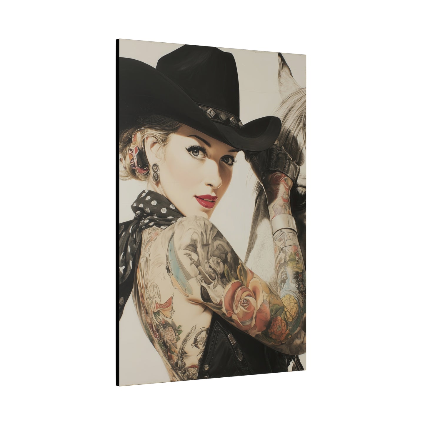 Gallery Wrapped Canvas, Wranglers and Wreckage Art Canvas, Erotic Pinup Art Canvas – Dottie