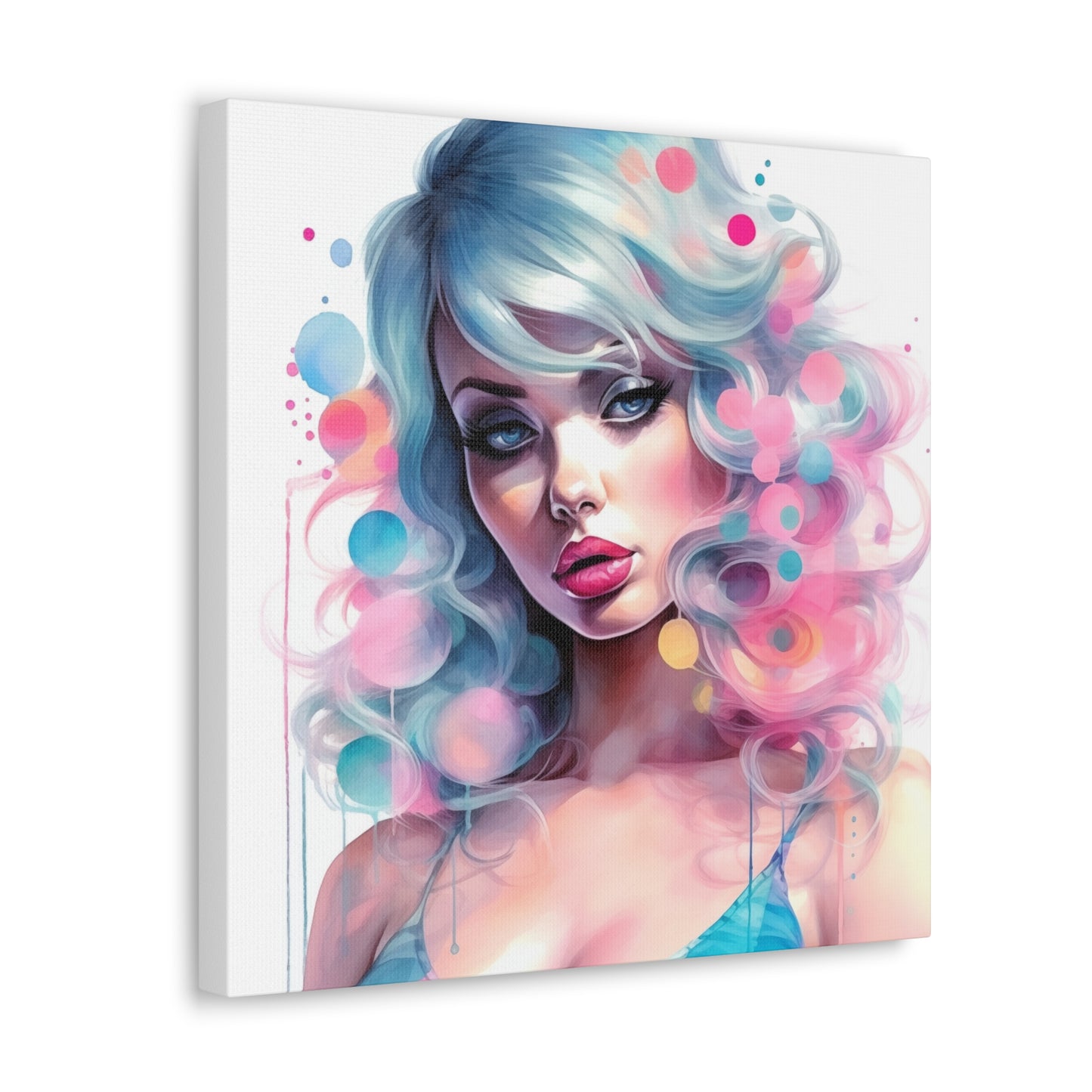 Canvas Gallery Wrapped High-Fashion Wall Art, Stylish Decor, Retro Femme Doll Pop Art – Sylvie