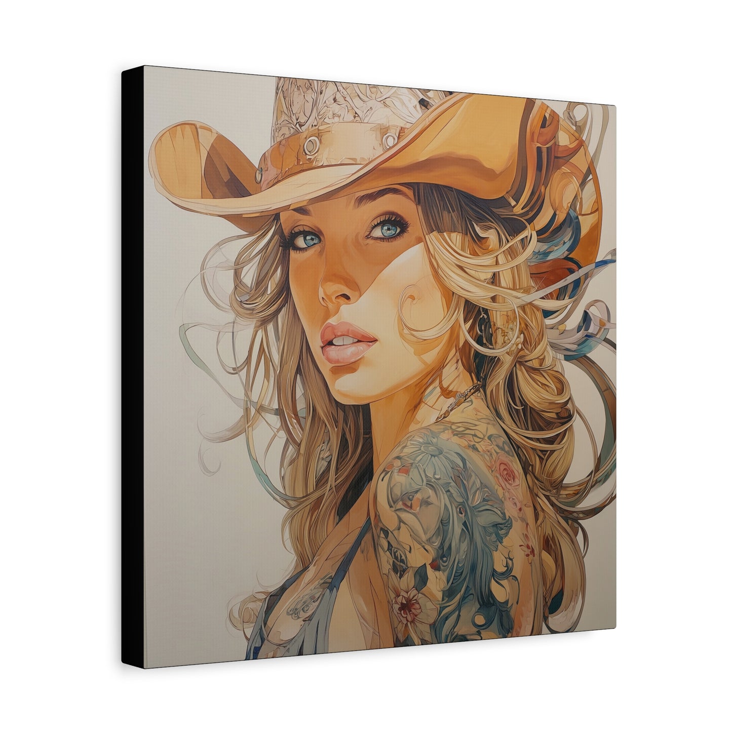 Gallery Wrapped Canvas, Wranglers and Wreckage Art Canvas, Erotic Pinup Art Canvas – Annie