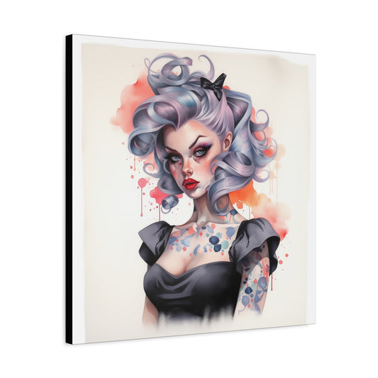 Gallery Wrapped Canvas, Edgy Tattooed Beauty, Urban Pop Art Canvas – Noelle