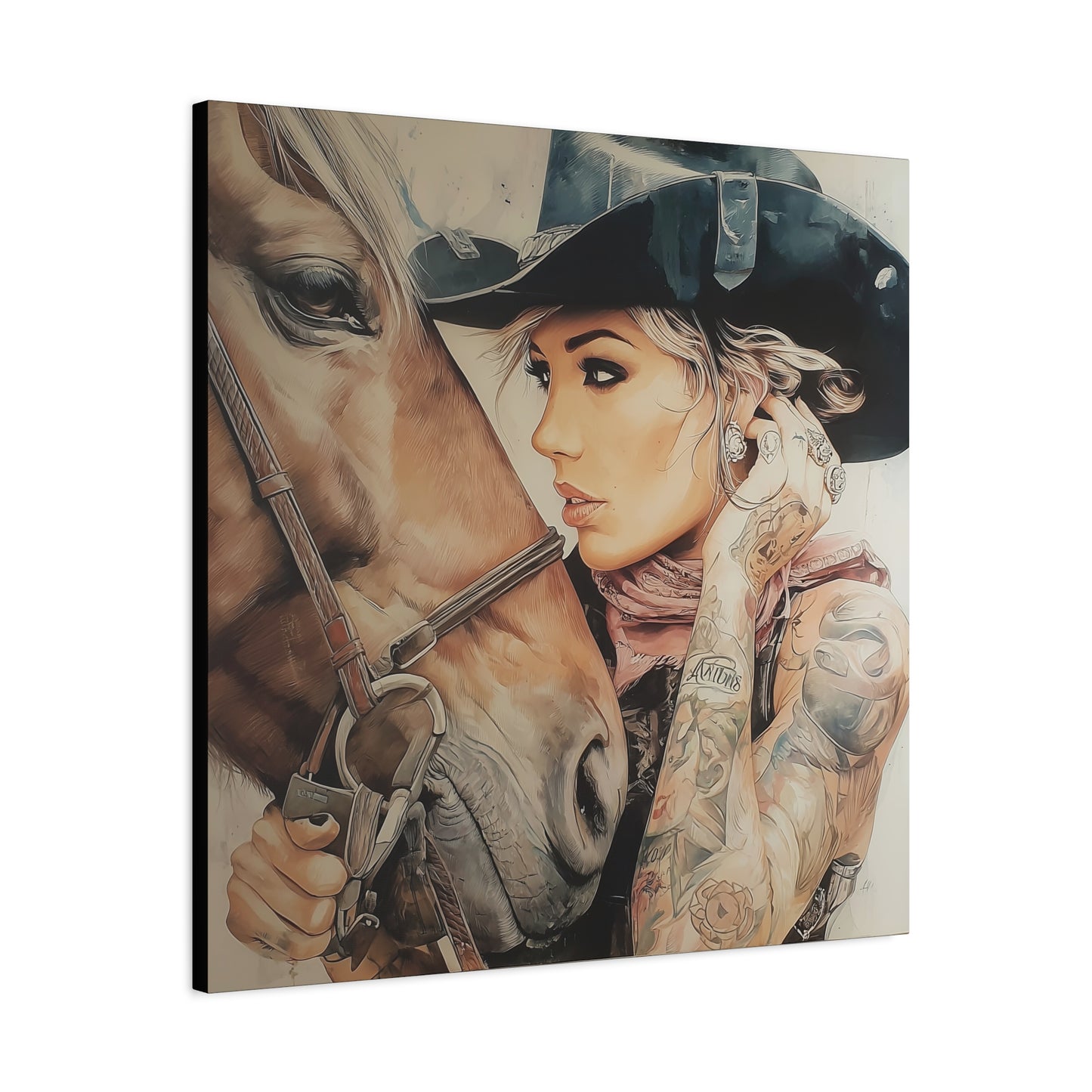 Gallery Wrapped Canvas, Wranglers and Wreckage Art Canvas, Erotic Pinup Art Canvas – Frankie