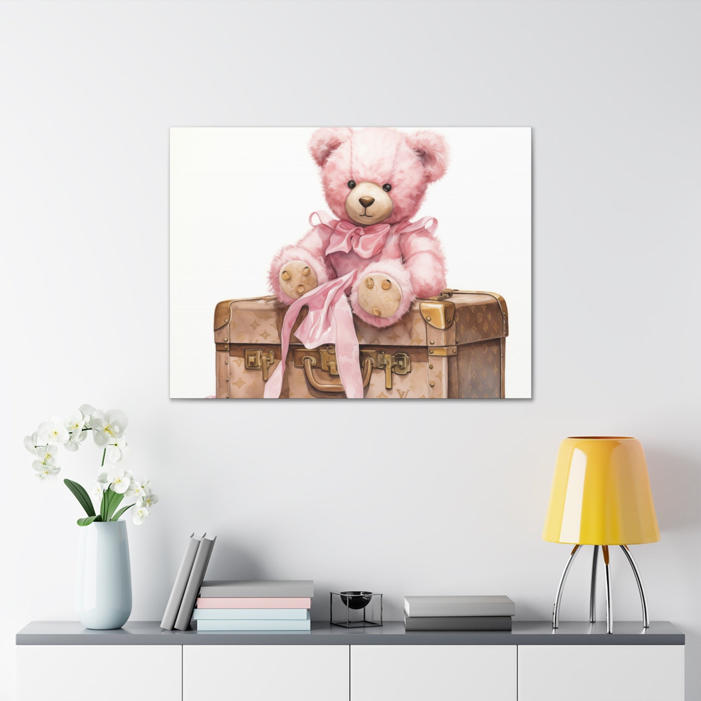 Canvas Gallery Wrap - LV Bear Wall Art - Gold Buttons