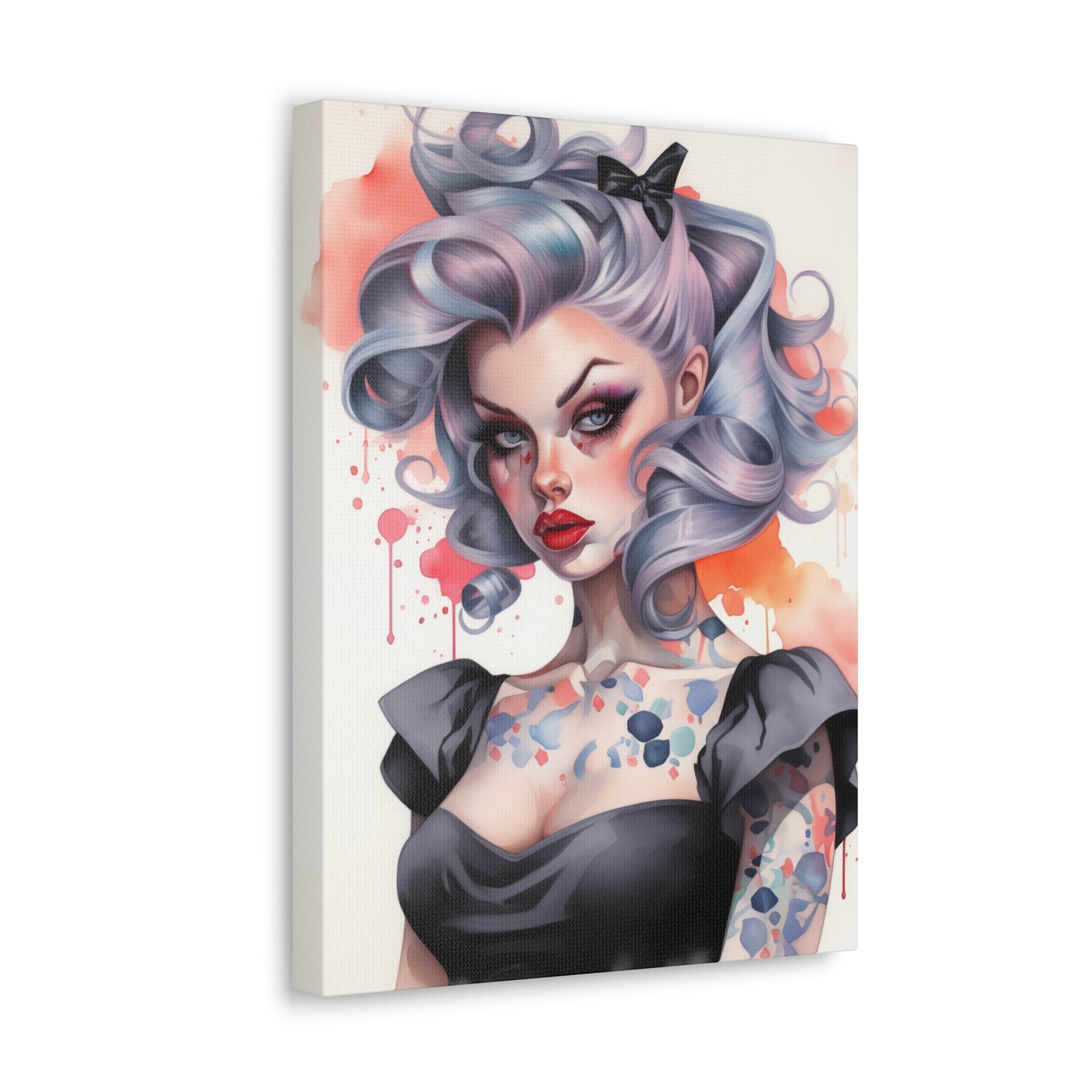 Gallery Wrapped Canvas, Edgy Tattooed Beauty, Urban Pop Art Canvas – Noelle