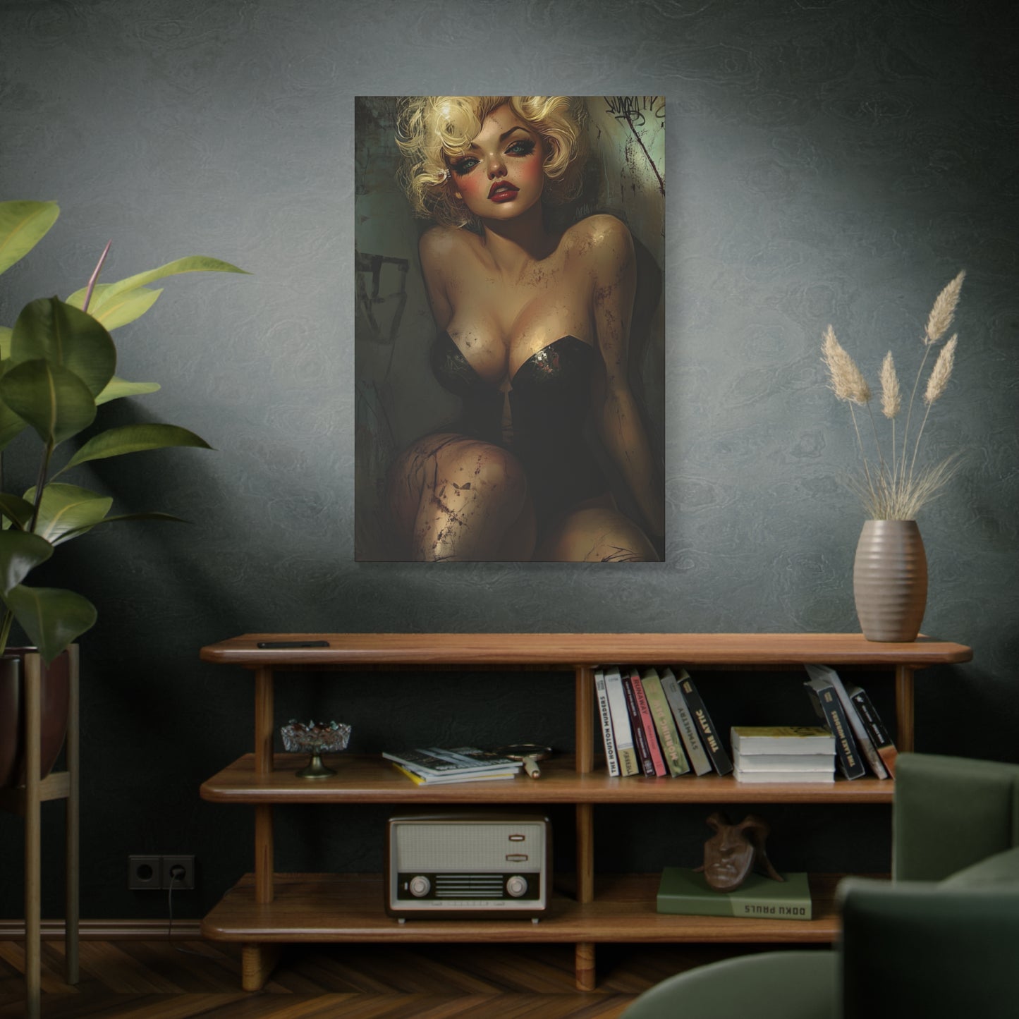 Gallery Wrapped Canvas, Guilt and Grit Adult Art Canvas, Erotic Pinup Art Canvas – Naomi