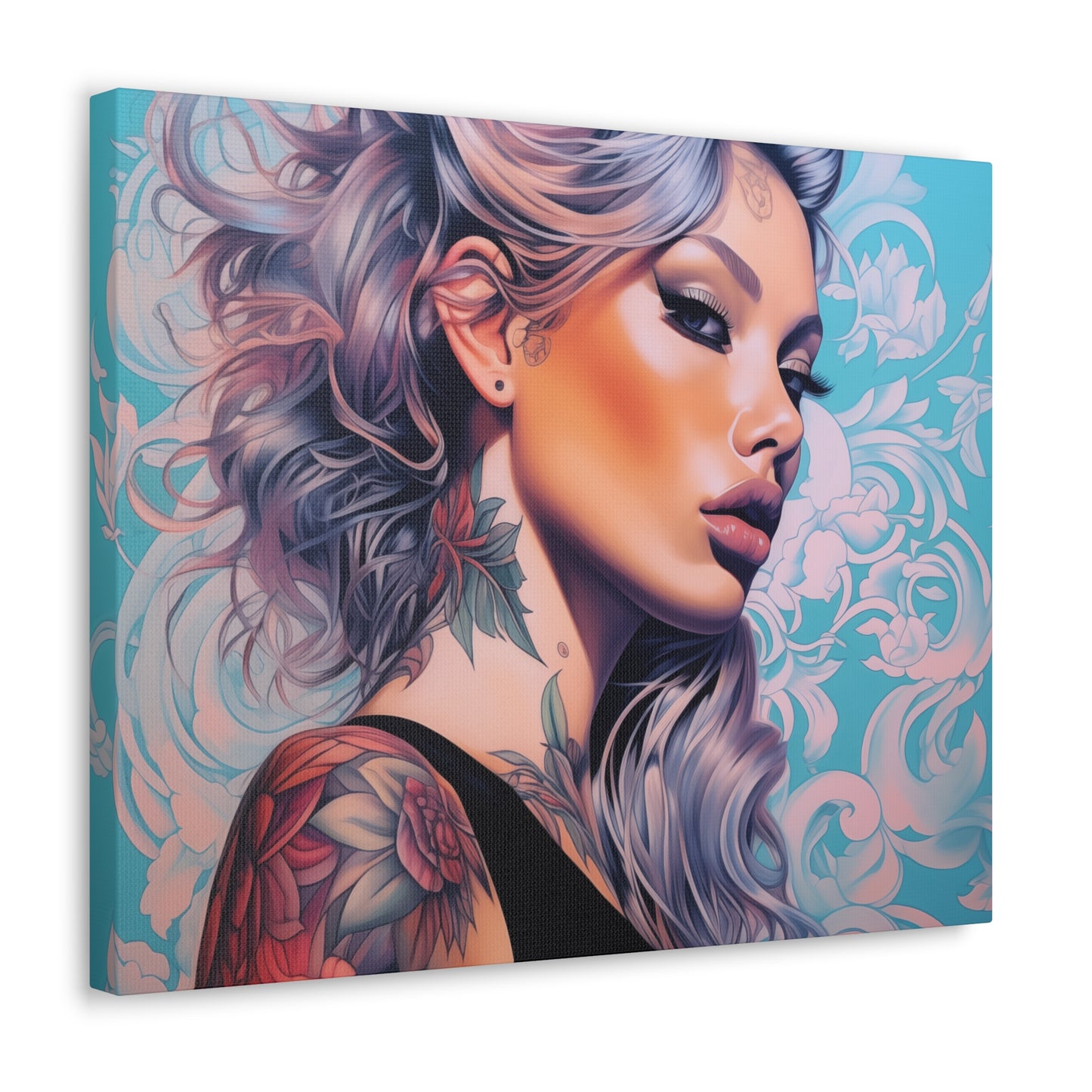 Gallery Wrapped Canvas, Edgy Tattooed Beauty, Urban Pop Art Canvas – Arabella