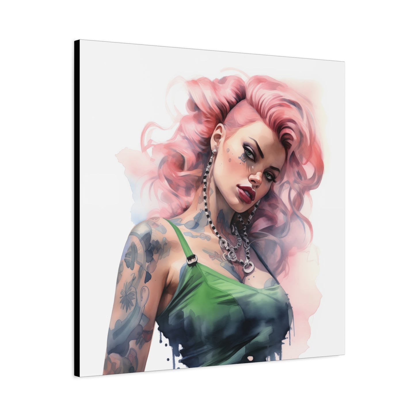 Gallery Wrapped Canvas, Edgy Tattooed Beauty, Urban Pop Art Canvas – Colette