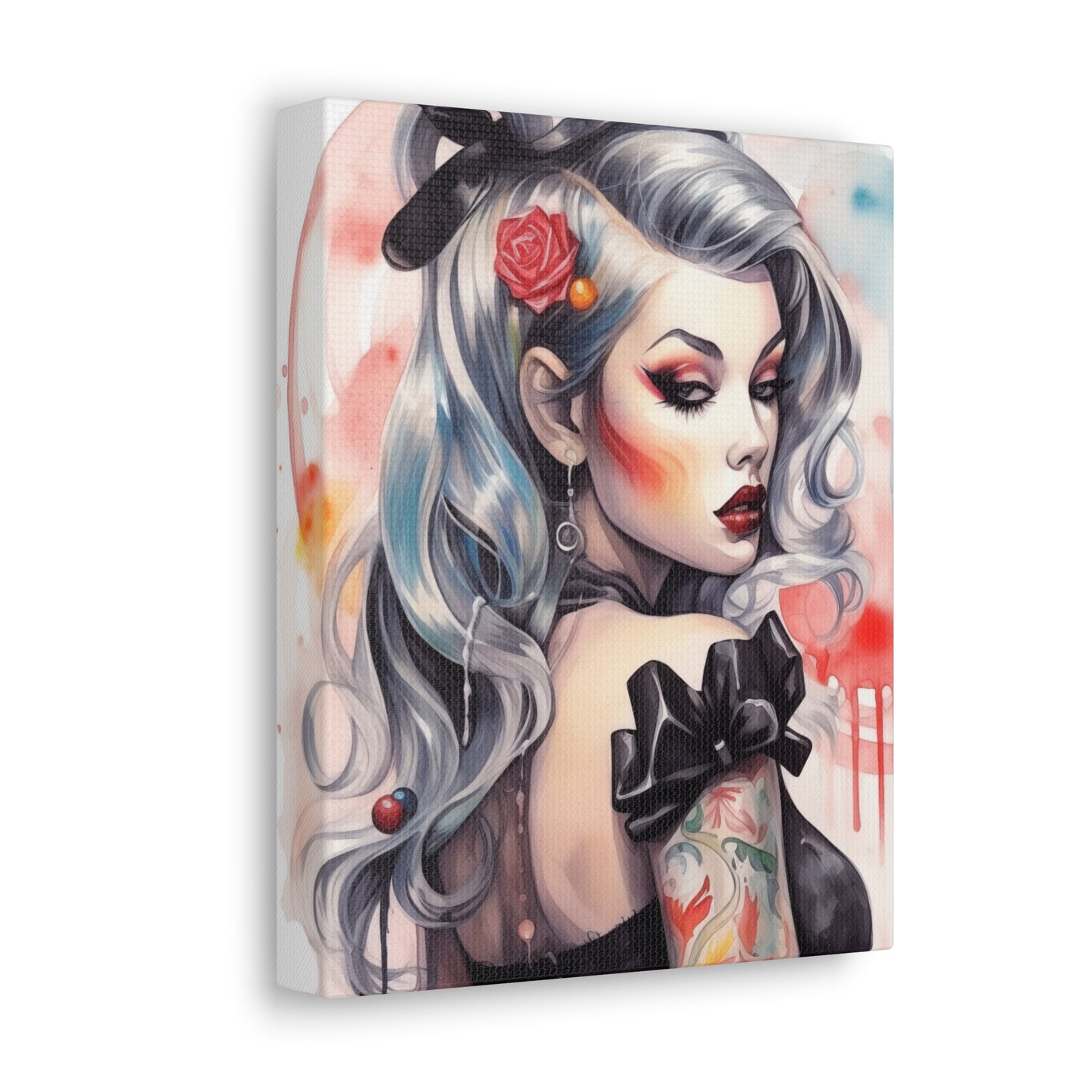 Gallery Wrapped Canvas, Edgy Tattooed Beauty, Urban Pop Art Canvas – Sabella