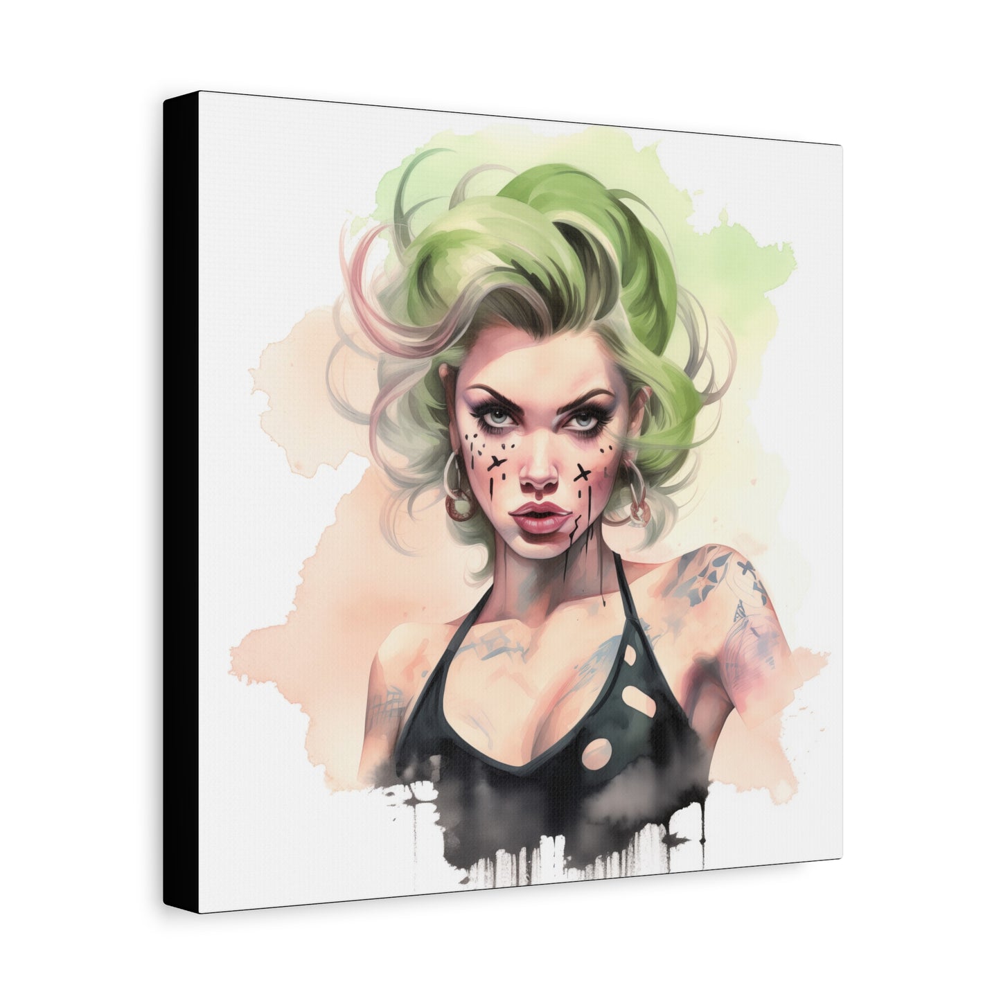 Gallery Wrapped Canvas, Edgy Tattooed Beauty, Urban Pop Art Canvas – Ivy