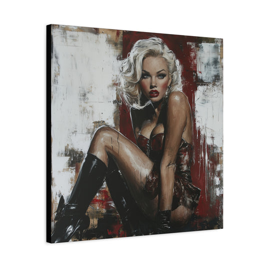 Gallery Wrapped Canvas, Guilt and Grit Adult Art Canvas, Erotic Pinup Art Canvas – Valentina