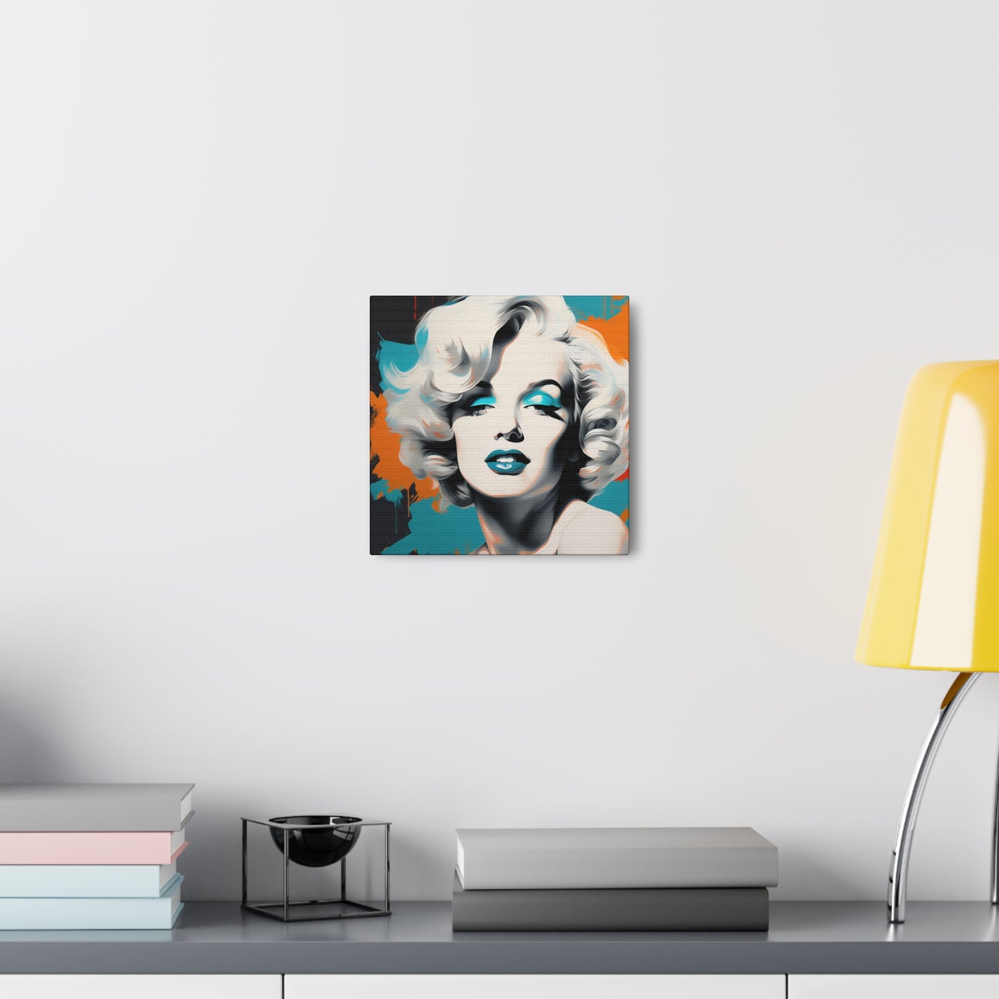Canvas Wall Art, Gallery Wrapped Pop Art, Celebrity Wall Art – Marilyn Monroe - Orange and Teal