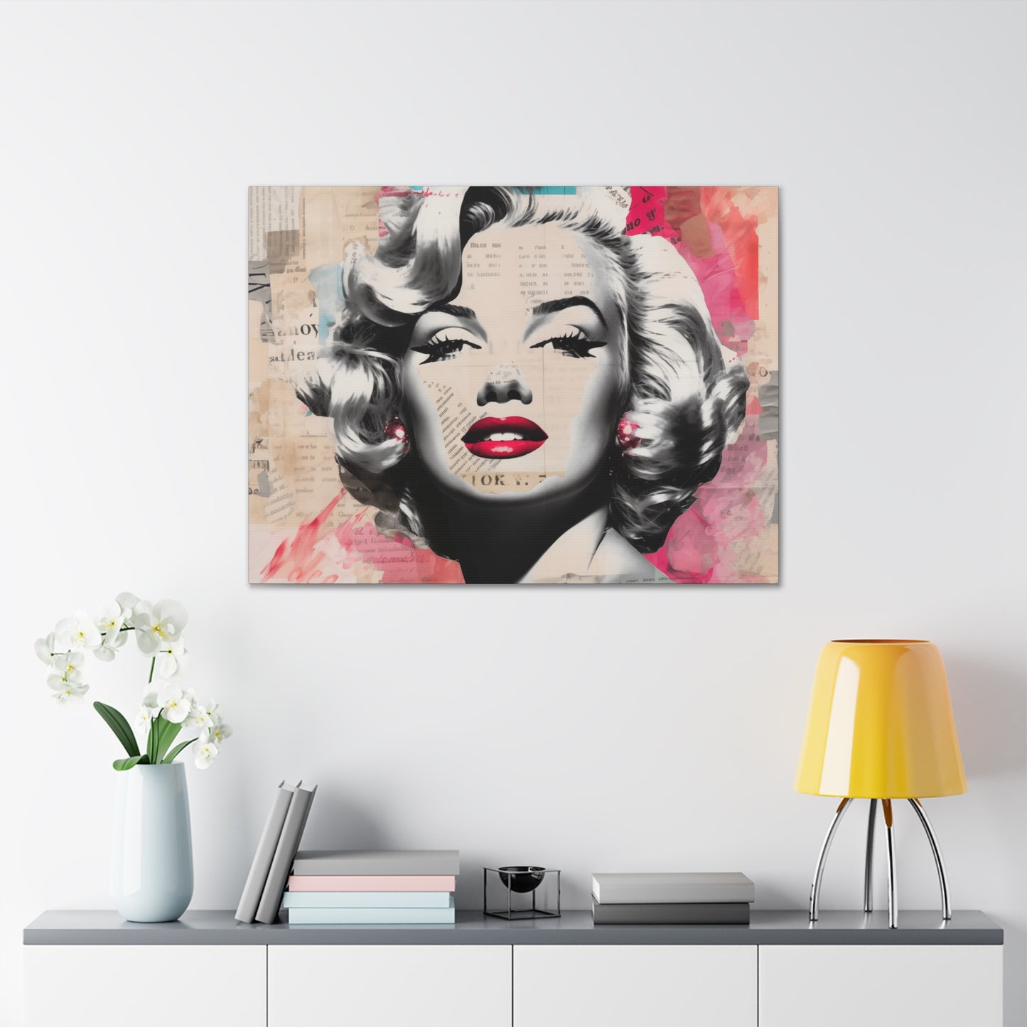 Canvas Wall Art, Gallery Wrapped Pop Art, Celebrity Wall Art – Marilyn Monroe - Newsprint