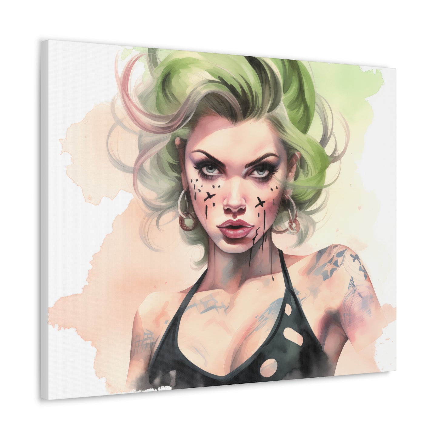Gallery Wrapped Canvas, Edgy Tattooed Beauty, Urban Pop Art Canvas – Ivy