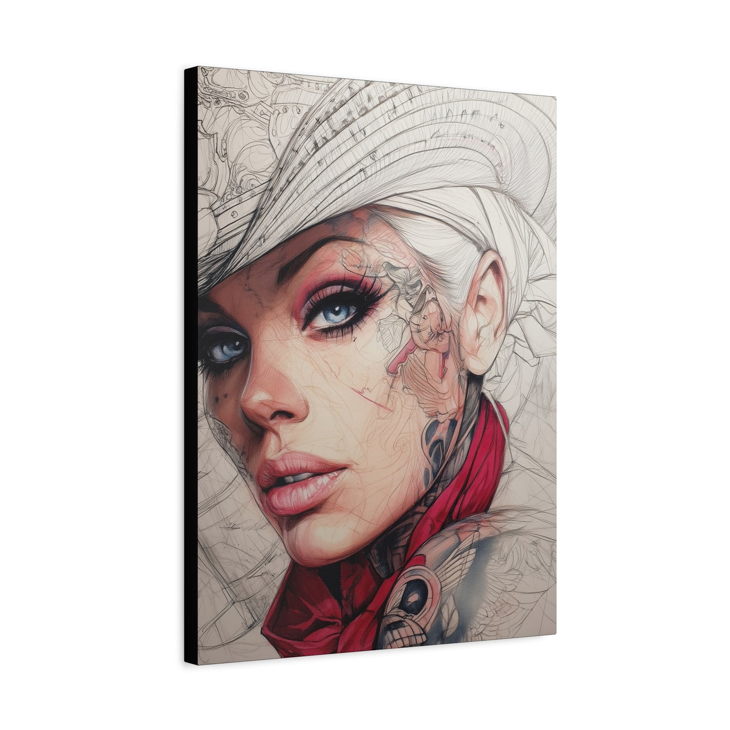 Gallery Wrapped Canvas, Wranglers and Wreckage Art Canvas, Erotic Pinup Art Canvas – Pearl