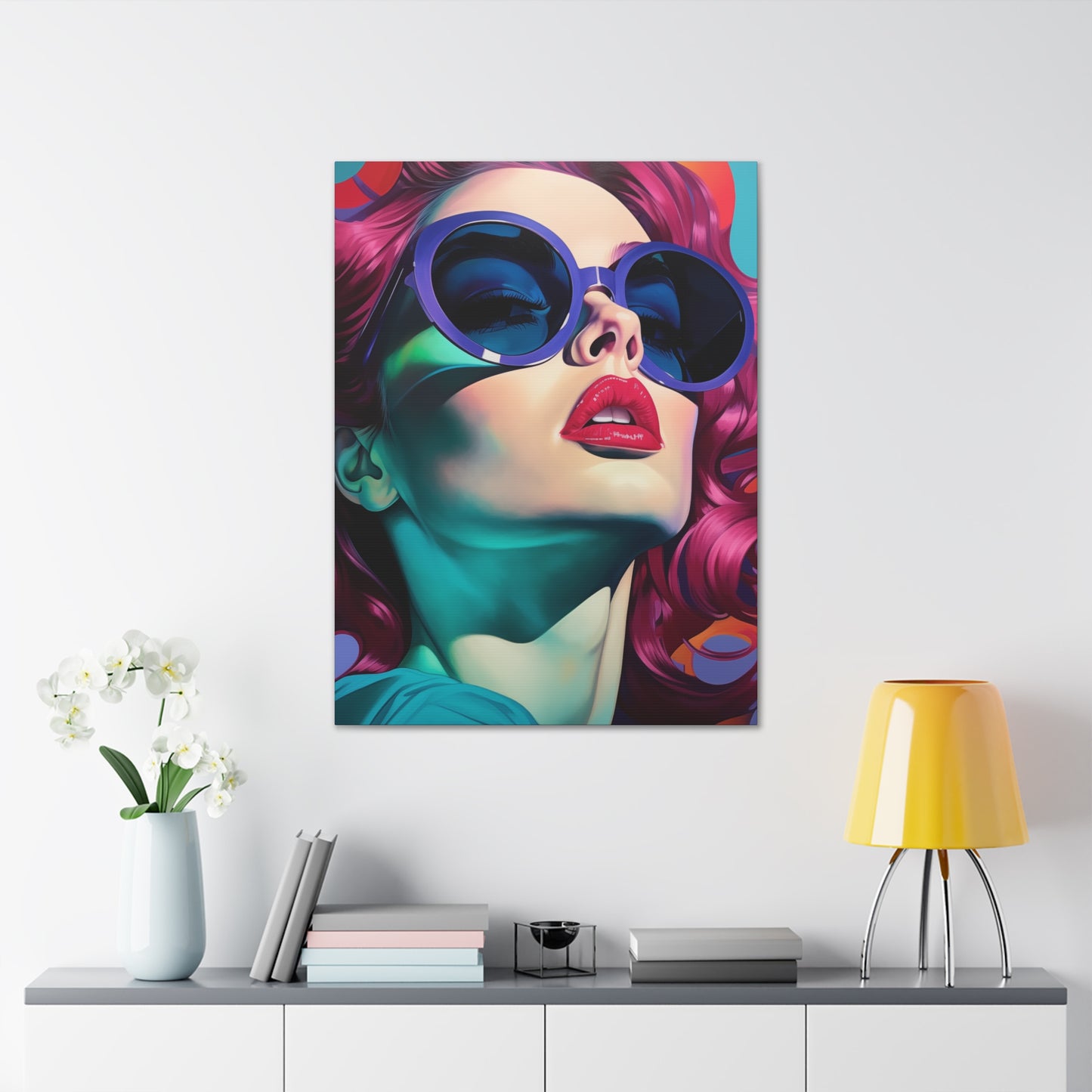 Canvas Gallery Wrapped High-Fashion Wall Art, Stylish Decor, Retro Femme Doll Pop Art – Electra