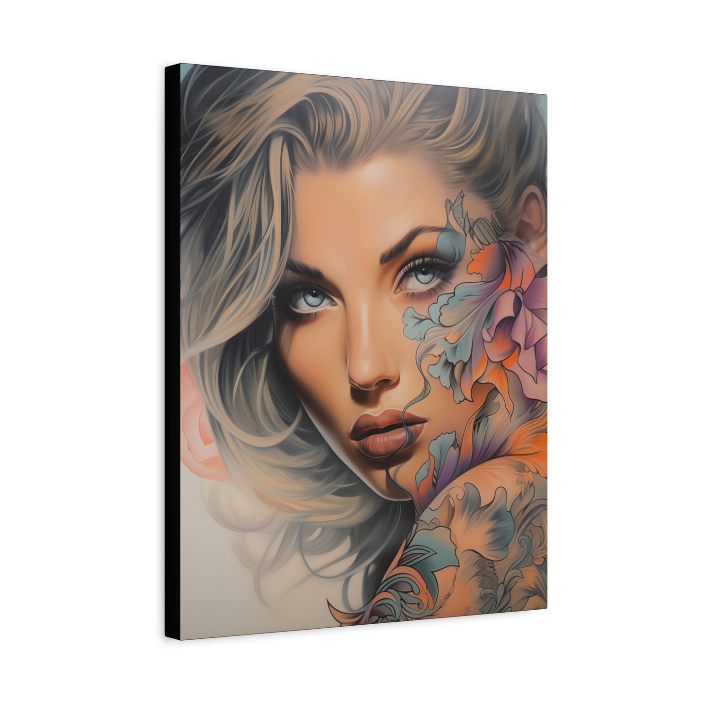 Gallery Wrapped Canvas, Edgy Tattooed Beauty, Urban Pop Art Canvas – Bella