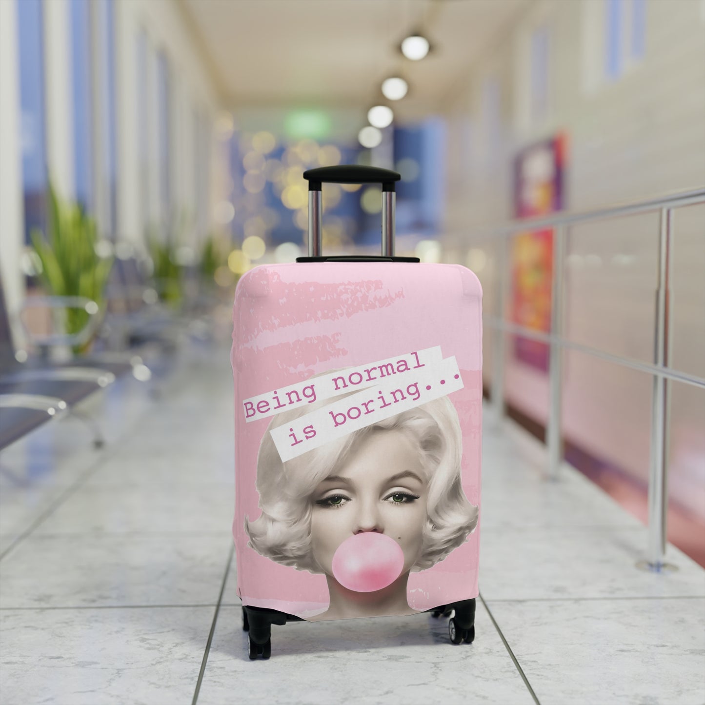 Marilyn Monroe Luggage Cover - Being Normal is Boring - Light Pink