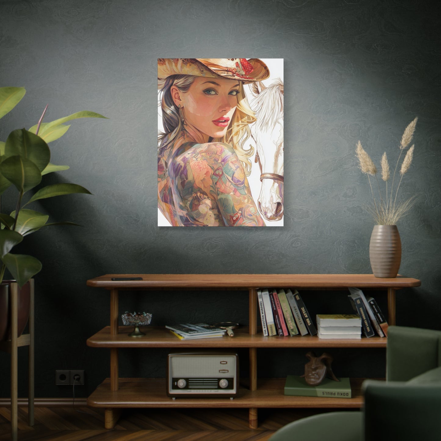 Gallery Wrapped Canvas, Wranglers and Wreckage Art Canvas, Erotic Pinup Art Canvas – Denver