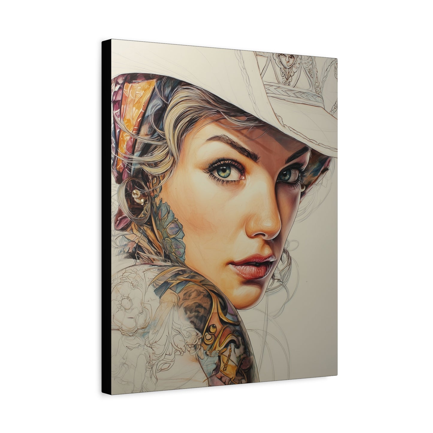 Gallery Wrapped Canvas, Wranglers and Wreckage Art Canvas, Erotic Pinup Art Canvas – Shiloh