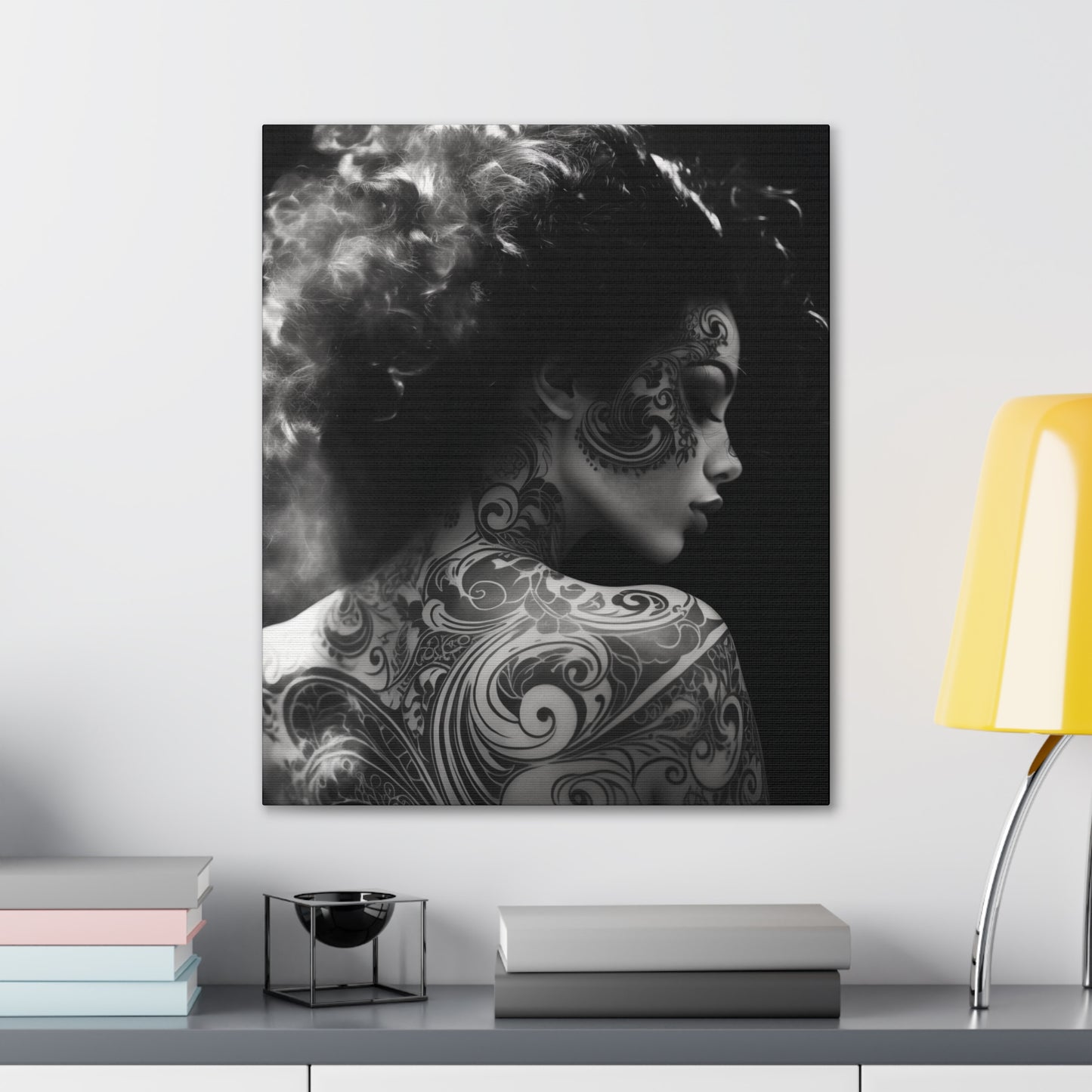 Canvas Gallery Wrap - Black and White Photography - Tattooed and Smoking Again