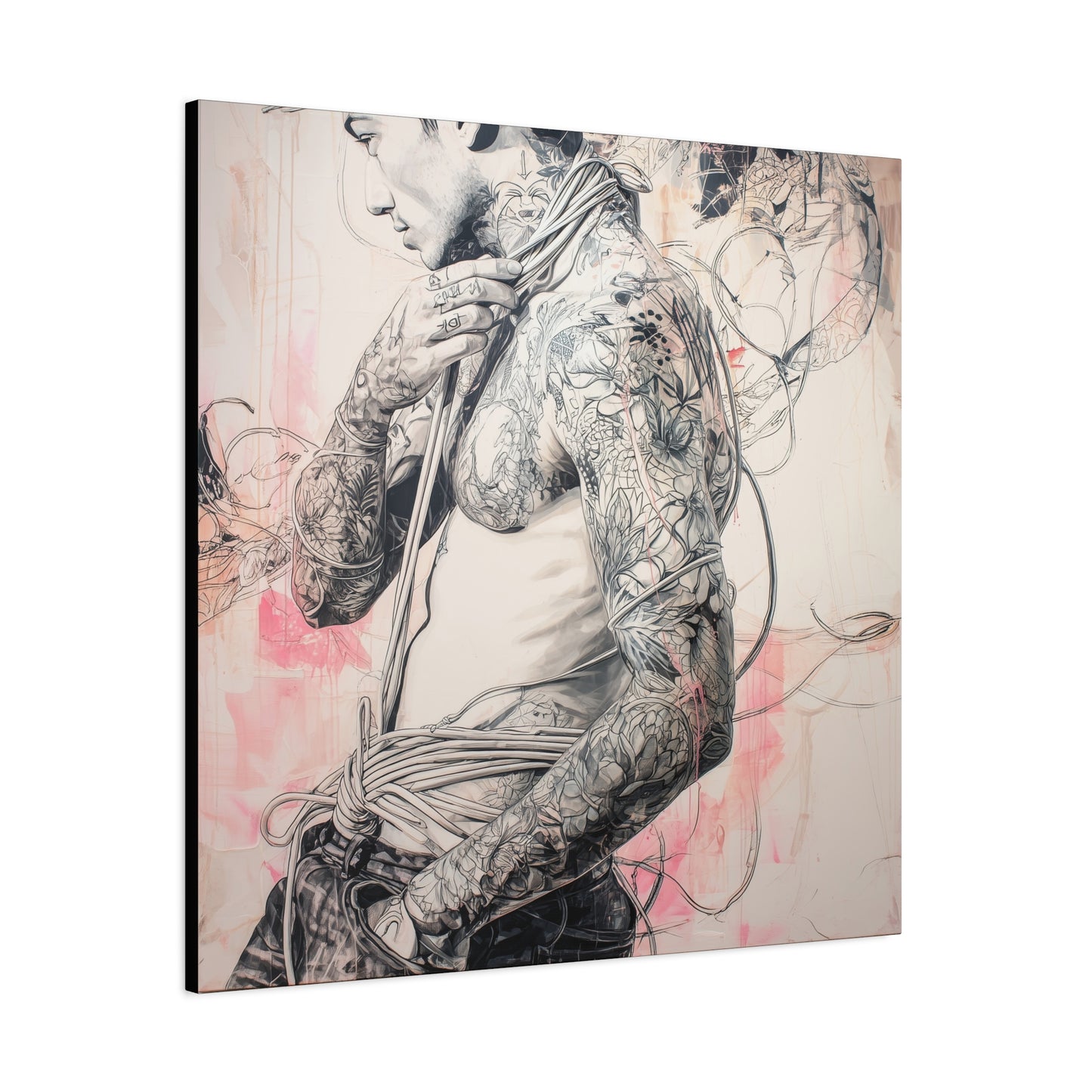 Gallery Wrapped Canvas, Ropes and Reverence Art Canvas, Erotic Shibari Art Canvas – Asher