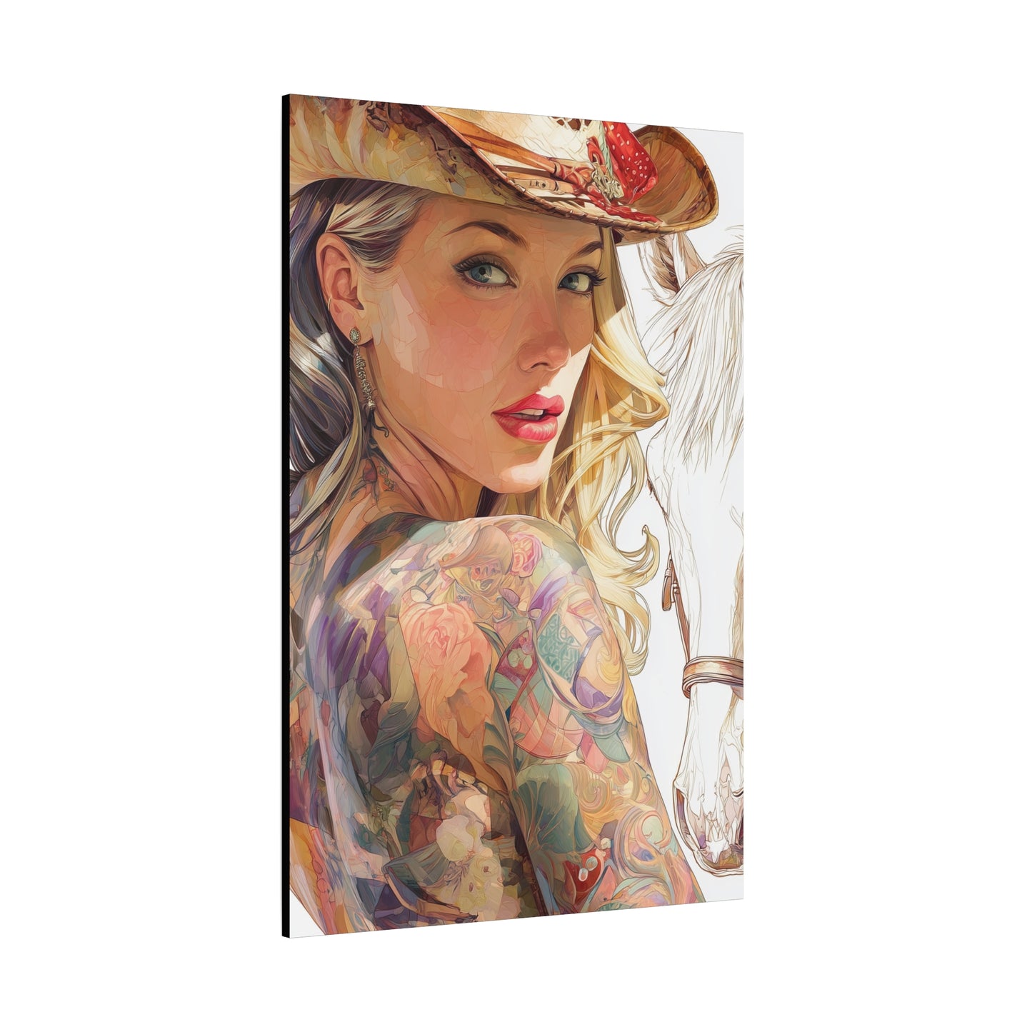 Gallery Wrapped Canvas, Wranglers and Wreckage Art Canvas, Erotic Pinup Art Canvas – Denver