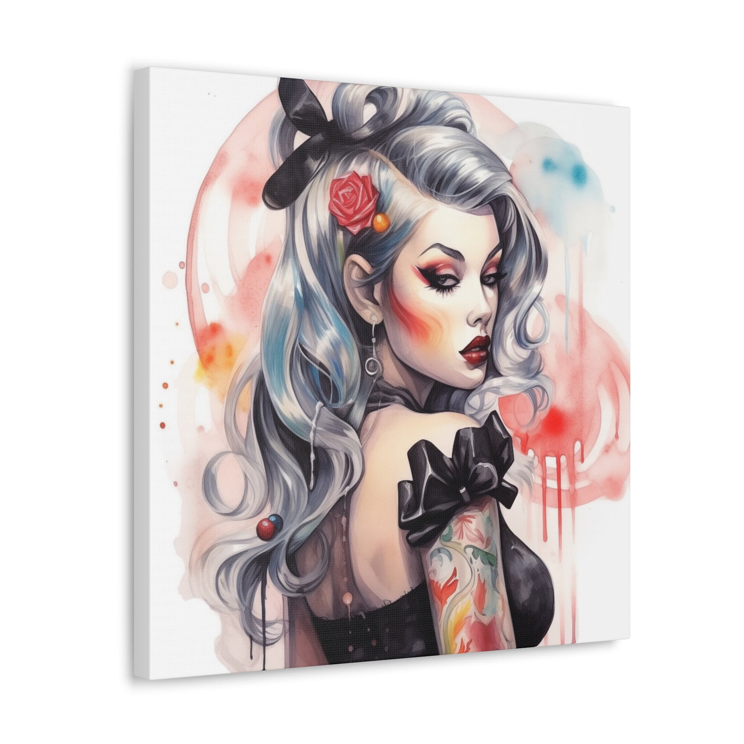 Gallery Wrapped Canvas, Edgy Tattooed Beauty, Urban Pop Art Canvas – Sabella