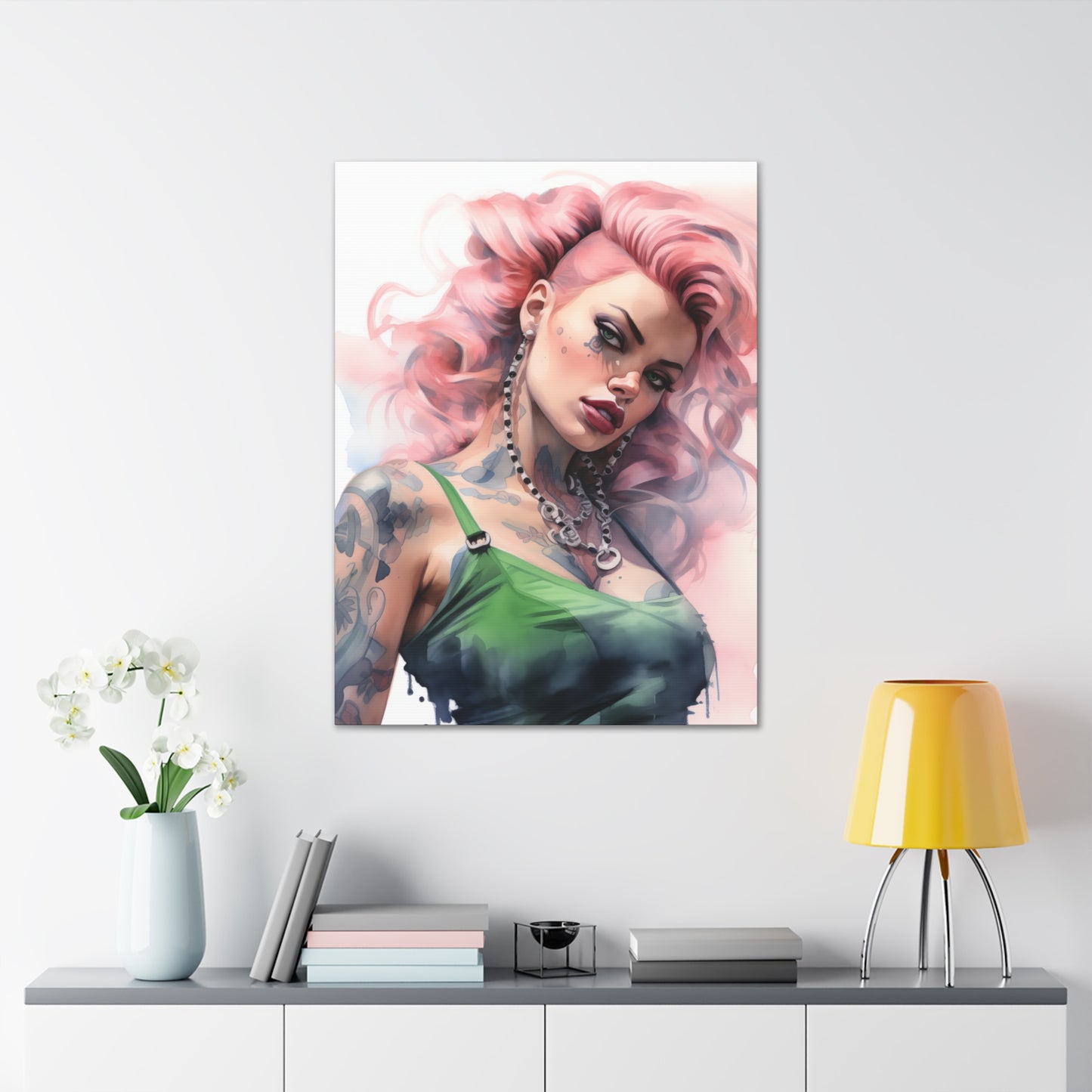 Gallery Wrapped Canvas, Edgy Tattooed Beauty, Urban Pop Art Canvas – Colette