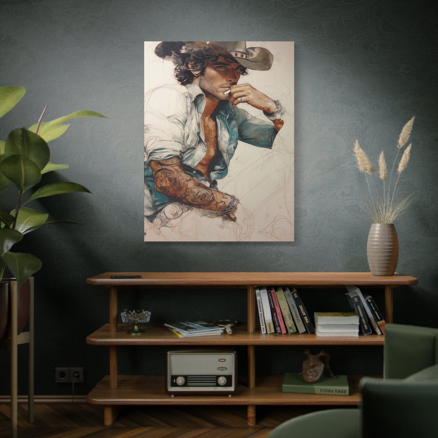 Gallery Wrapped Canvas, Wranglers and Wreckage Art Canvas, Erotic Pinup Art Canvas – Chase