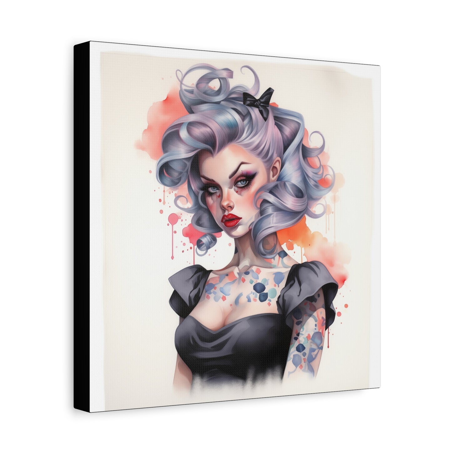 Gallery Wrapped Canvas, Edgy Tattooed Beauty, Urban Pop Art Canvas – Noelle