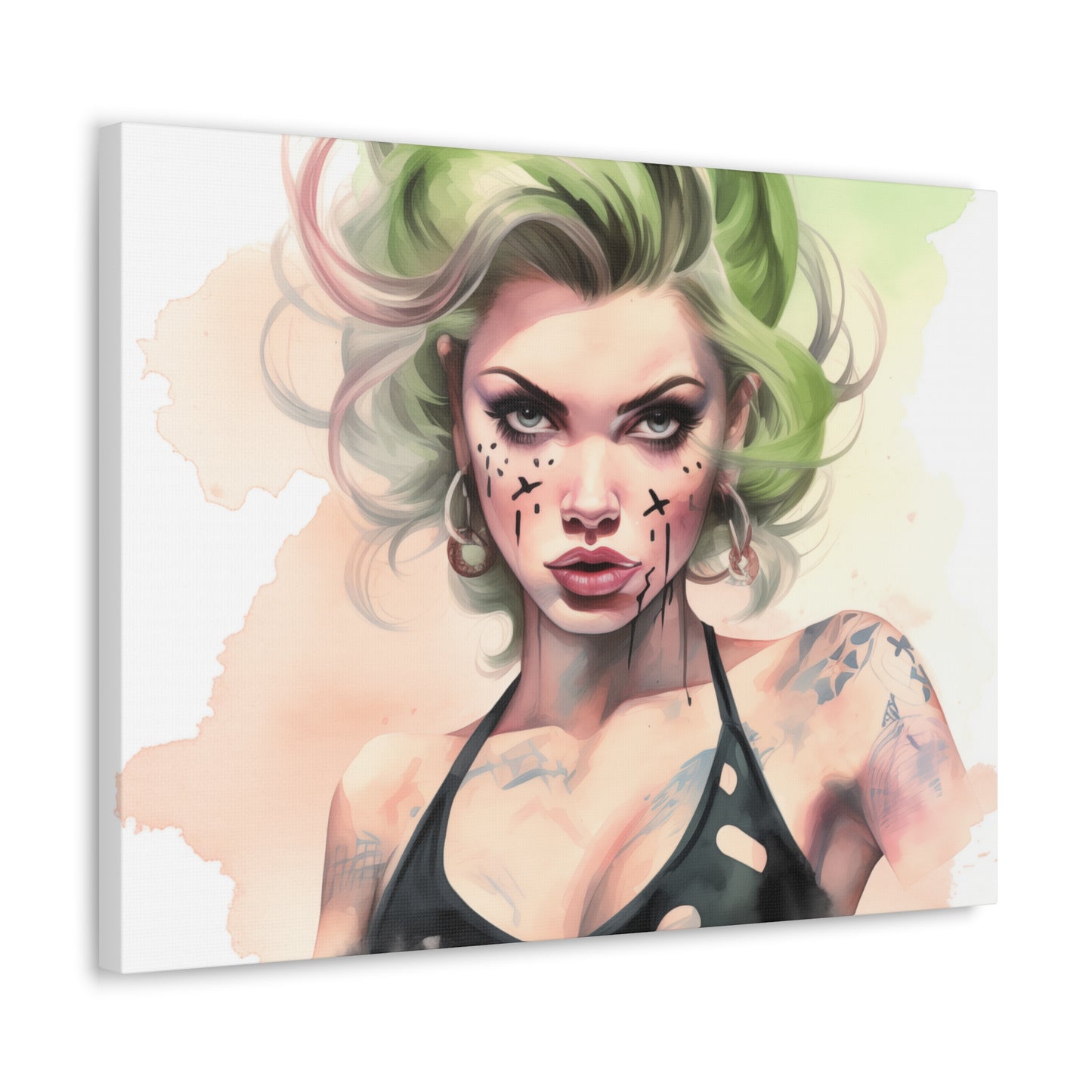 Gallery Wrapped Canvas, Edgy Tattooed Beauty, Urban Pop Art Canvas – Ivy