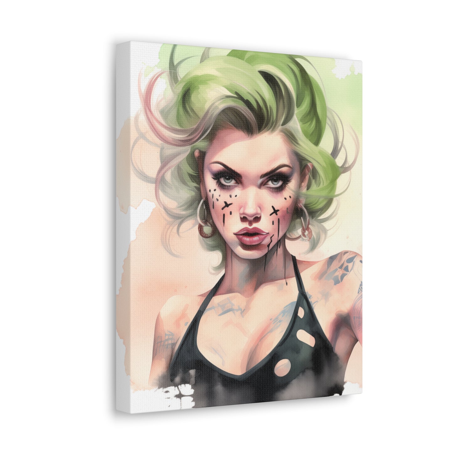 Gallery Wrapped Canvas, Edgy Tattooed Beauty, Urban Pop Art Canvas – Ivy