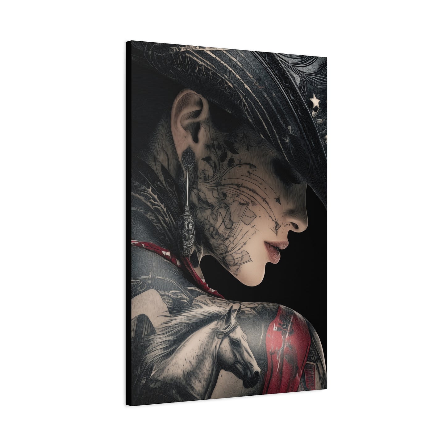 Gallery Wrapped Canvas, Wranglers and Wreckage Art Canvas, Erotic Pinup Art Canvas – Cassie