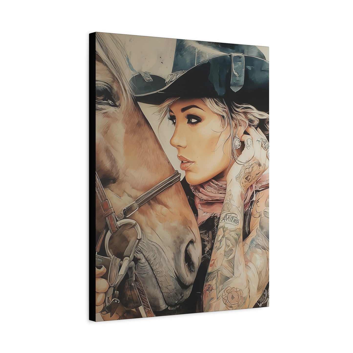 Gallery Wrapped Canvas, Wranglers and Wreckage Art Canvas, Erotic Pinup Art Canvas – Frankie