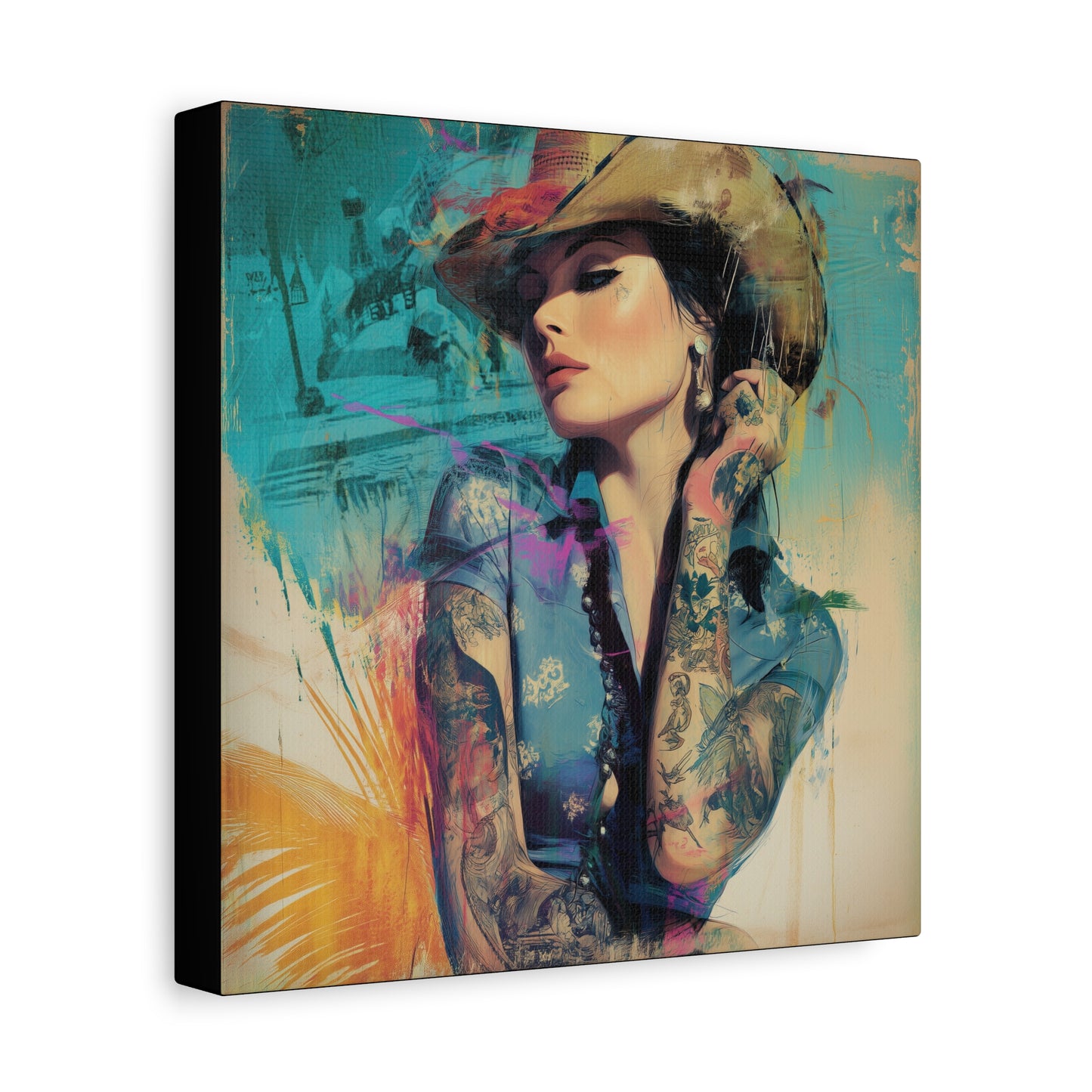 Gallery Wrapped Canvas, Wranglers and Wreckage Art Canvas, Erotic Pinup Art Canvas – Sierra