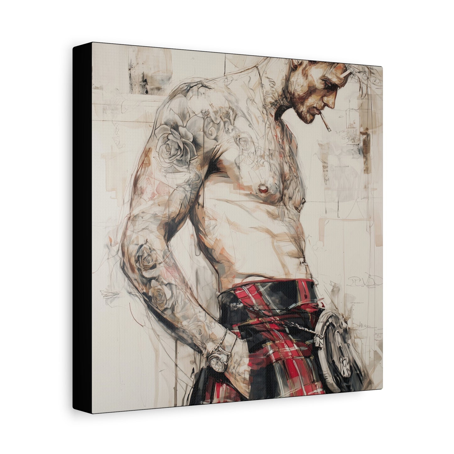 Gallery Wrapped Canvas, Kilts and Carnage Art Canvas, Erotic Pinup Art Canvas – Keir