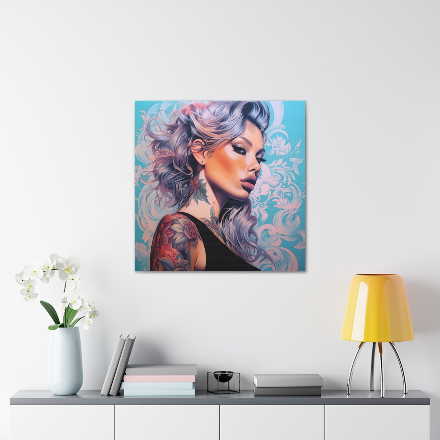 Gallery Wrapped Canvas, Edgy Tattooed Beauty, Urban Pop Art Canvas – Arabella