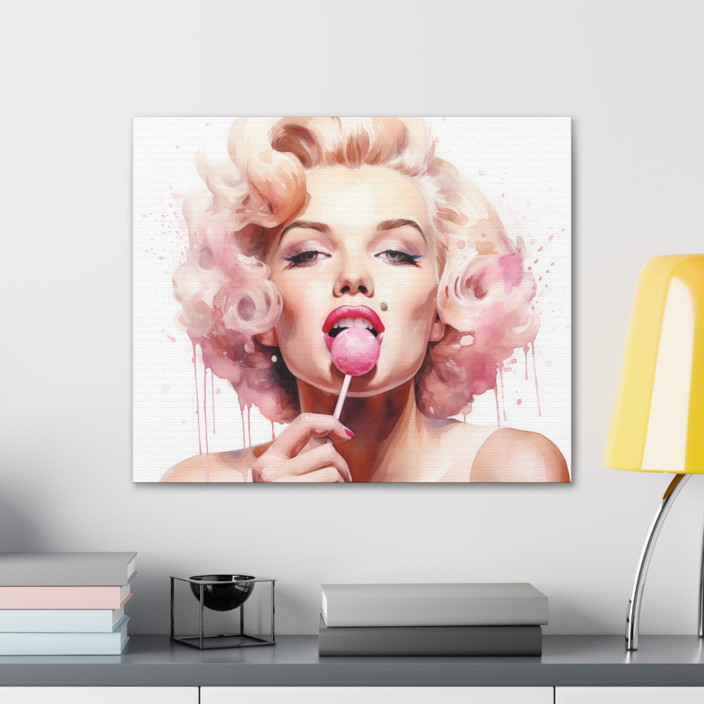 Canvas Wall Art, Gallery Wrapped Pop Art, Celebrity Wall Art – Marilyn Monroe - Lollipop