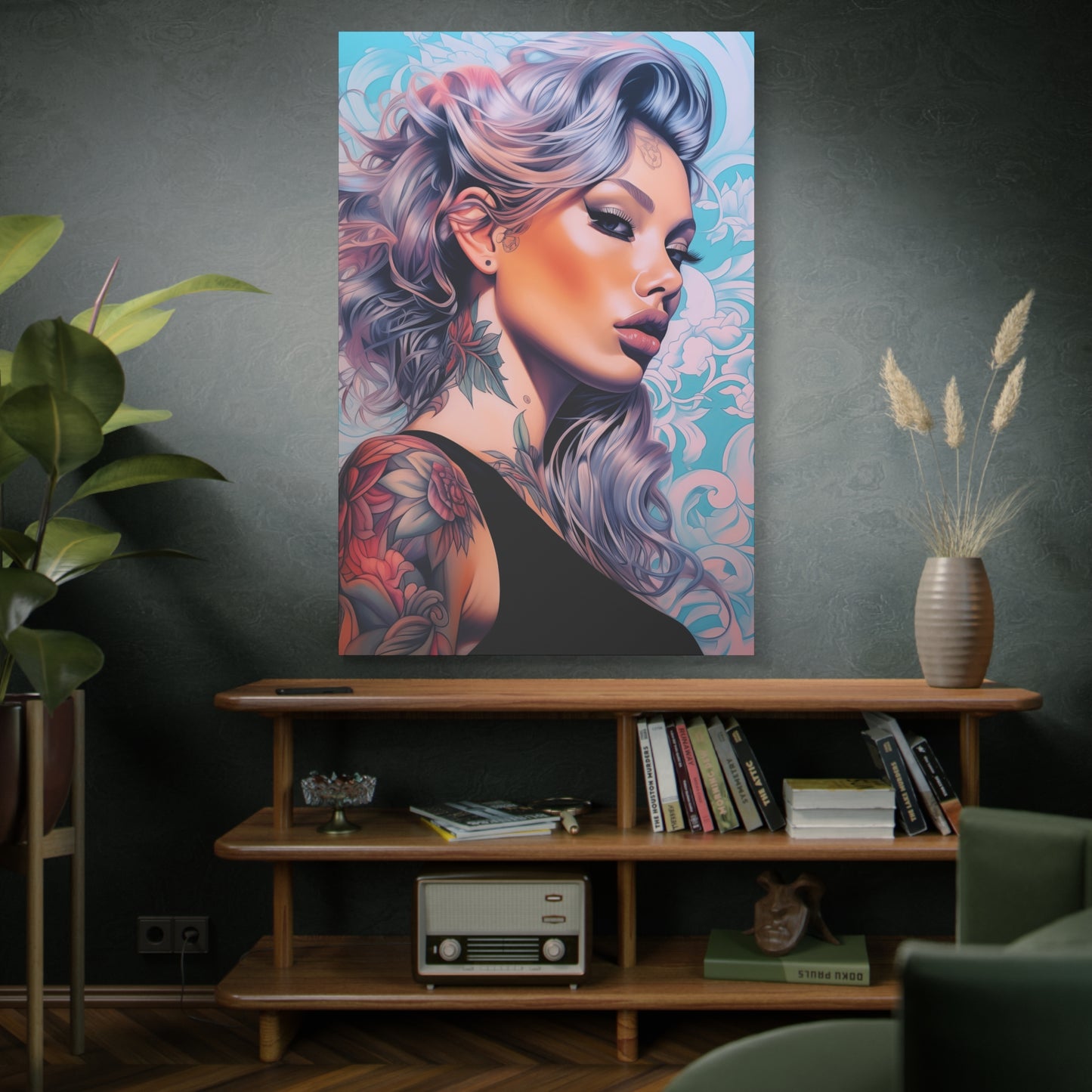 Gallery Wrapped Canvas, Edgy Tattooed Beauty, Urban Pop Art Canvas – Arabella