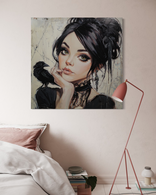 Gallery Wrapped Canvas, Myth and Bones Gothic Art Canvas, Dark Muse Canvas - Verity