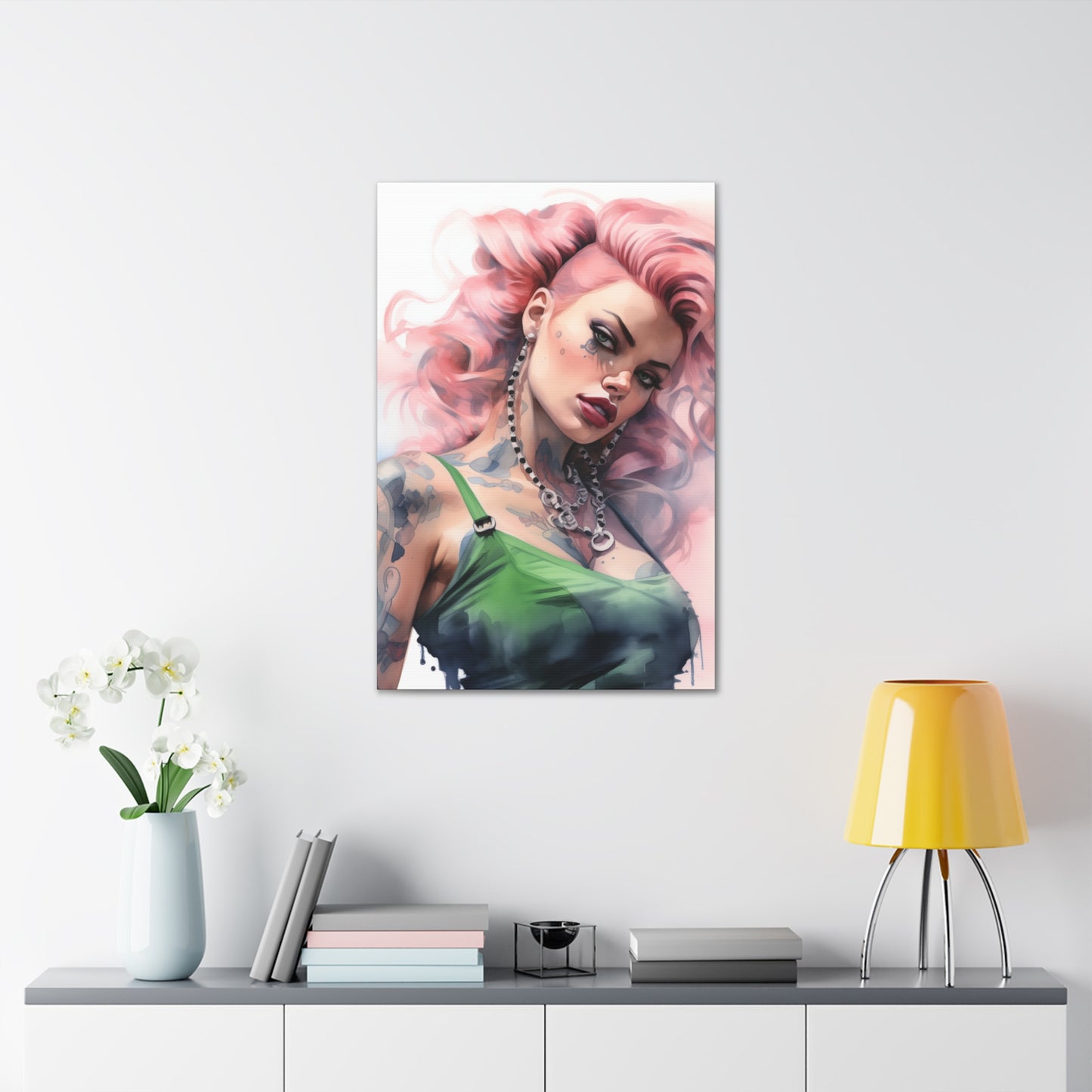 Gallery Wrapped Canvas, Edgy Tattooed Beauty, Urban Pop Art Canvas – Colette