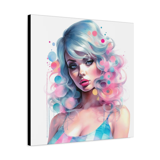 Canvas Gallery Wrapped High-Fashion Wall Art, Stylish Decor, Retro Femme Doll Pop Art – Sylvie