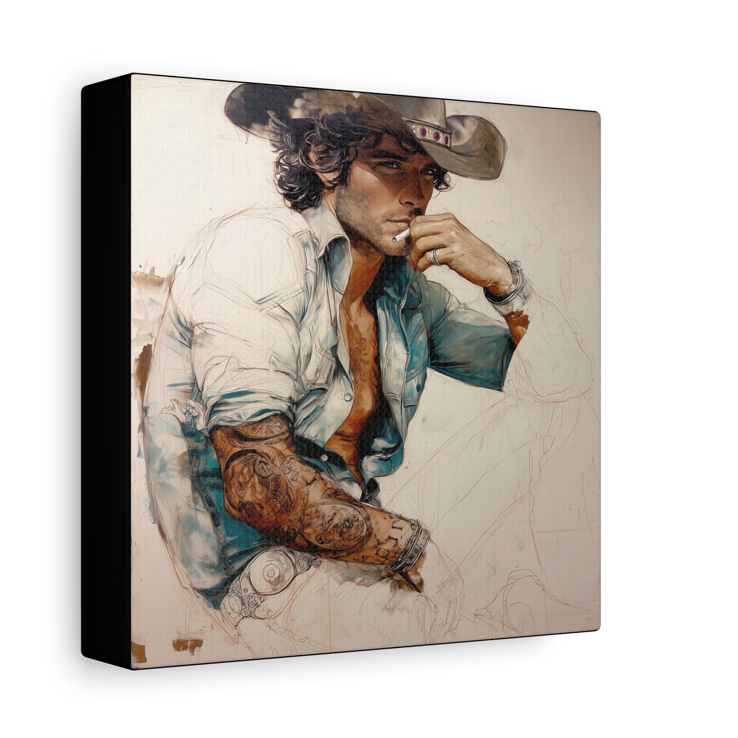 Gallery Wrapped Canvas, Wranglers and Wreckage Art Canvas, Erotic Pinup Art Canvas – Chase