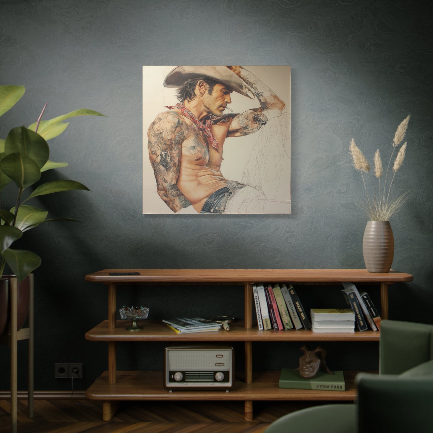 Gallery Wrapped Canvas, Wranglers and Wreckage Art Canvas, Erotic Pinup Art Canvas – Colt