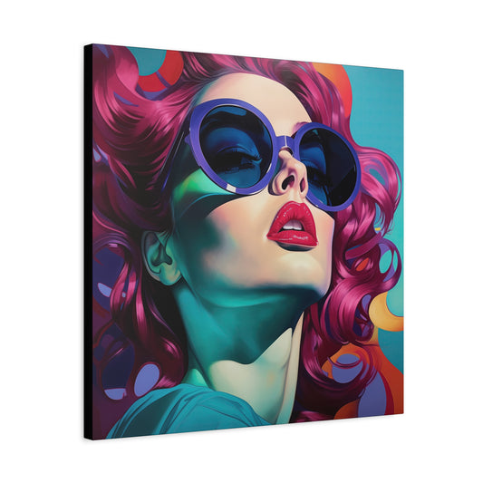 Canvas Gallery Wrapped High-Fashion Wall Art, Stylish Decor, Retro Femme Doll Pop Art – Electra