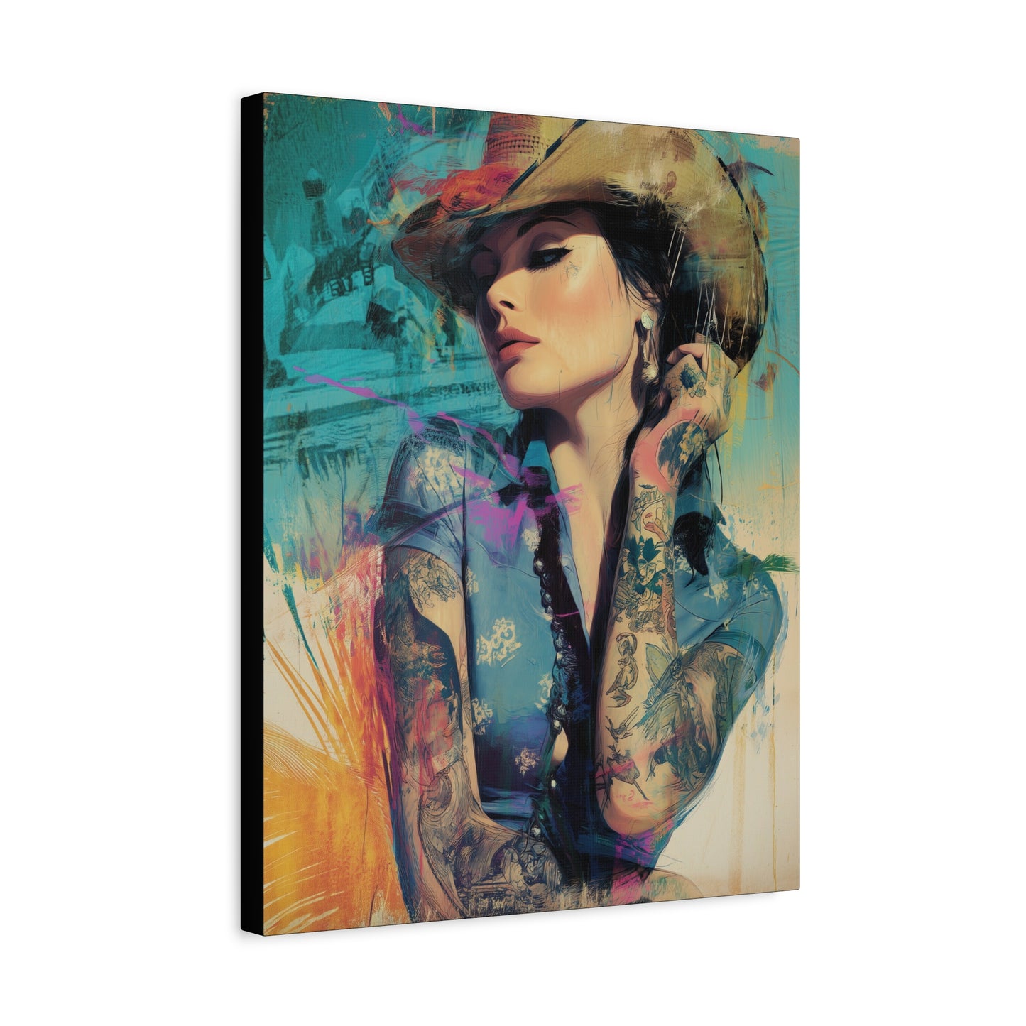 Gallery Wrapped Canvas, Wranglers and Wreckage Art Canvas, Erotic Pinup Art Canvas – Sierra
