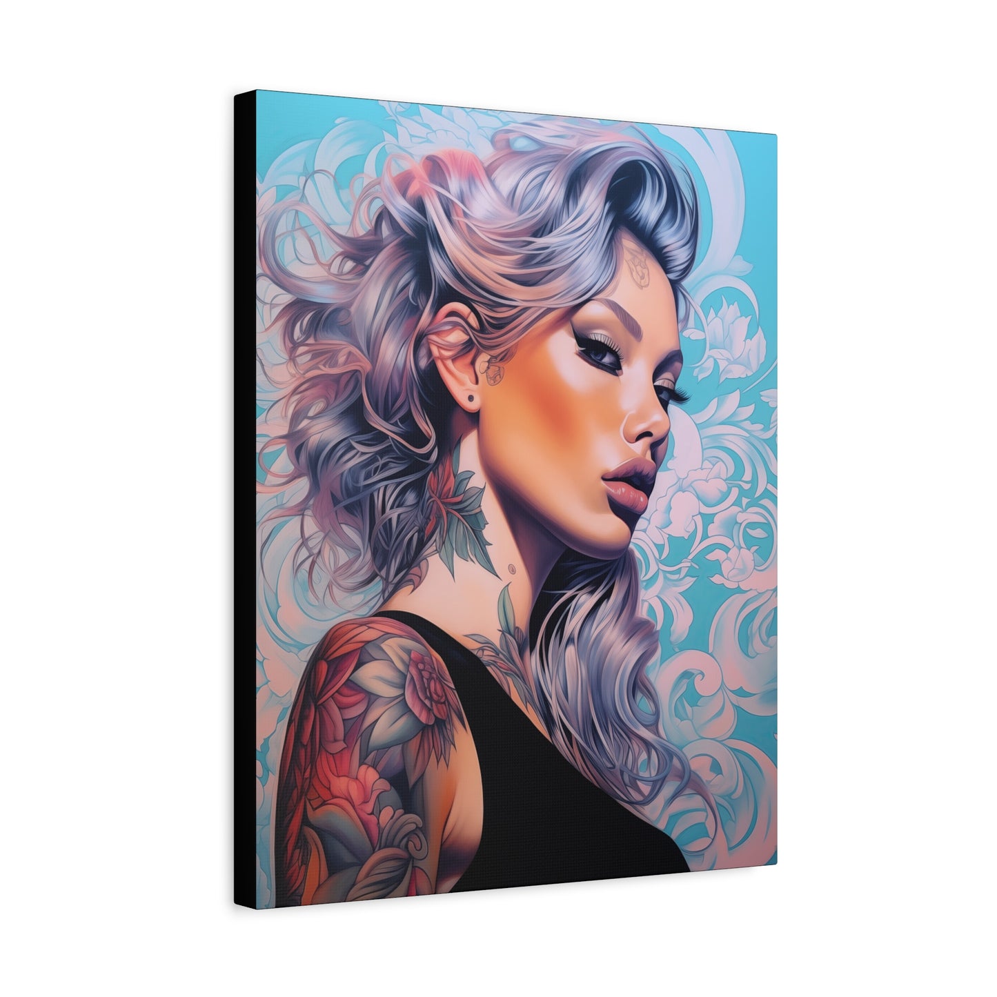 Gallery Wrapped Canvas, Edgy Tattooed Beauty, Urban Pop Art Canvas – Arabella